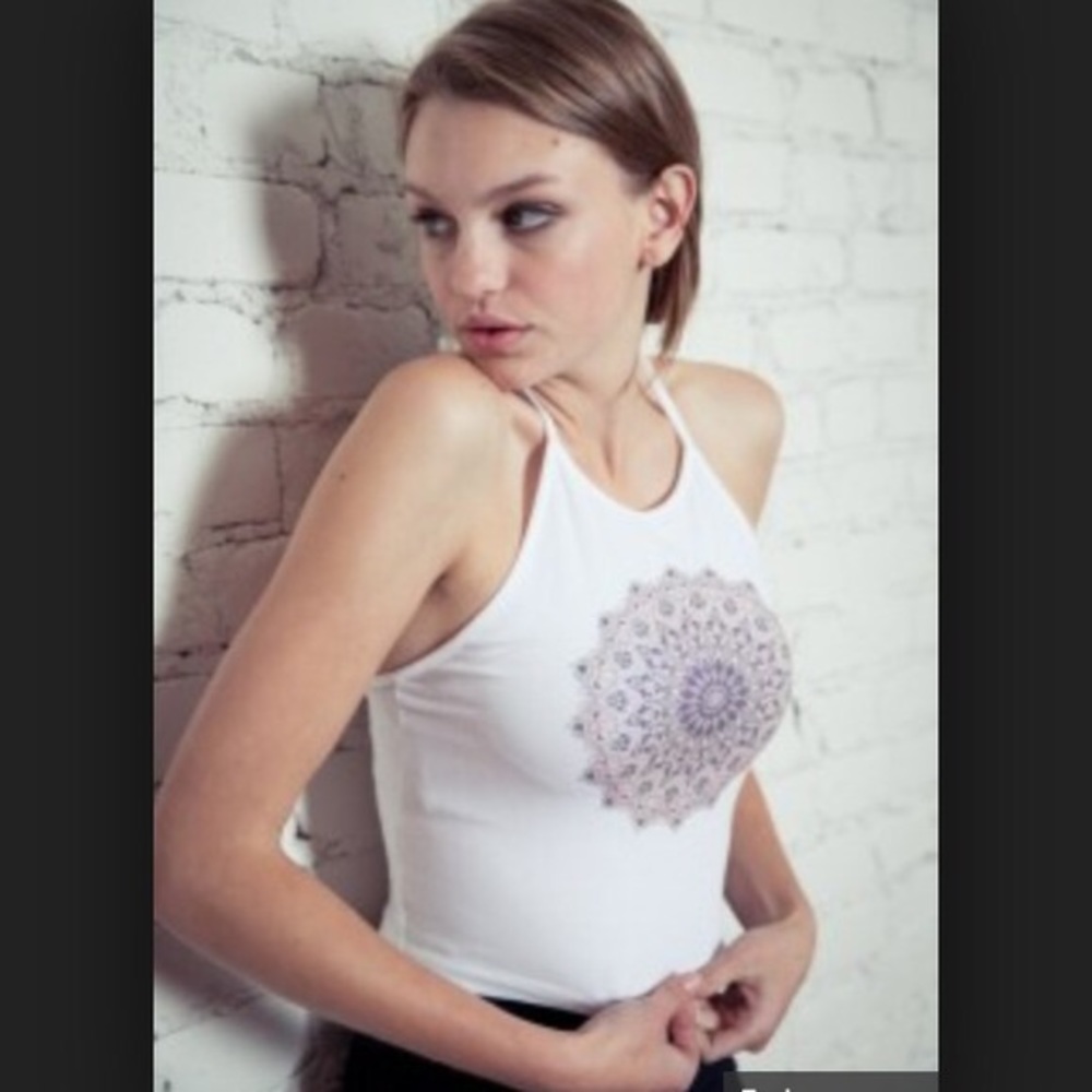 Brandy Melville Kaleidoscope White Halter